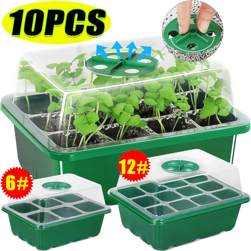 Humidity Dome Kit - 6/12-Loch Anzuchtschalen-Set mit verstellbarer Feuchtigkeitskuppel und